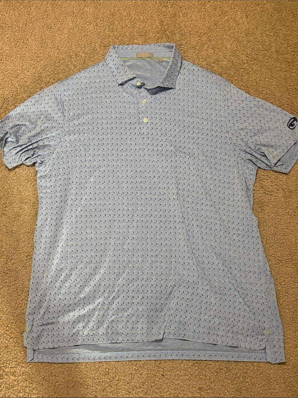 Men's Light Blue Printed Polo Shirt size XXL